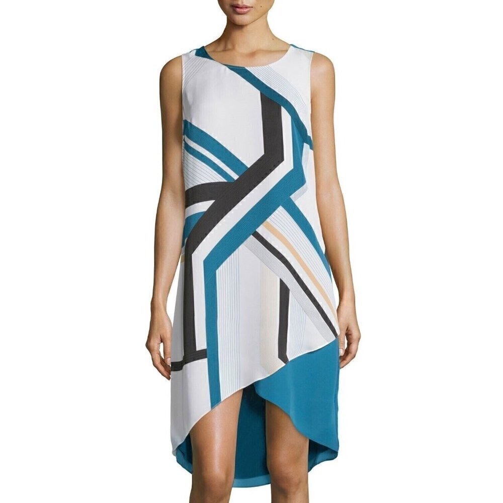 Laundry By Shelli Segal Sleeveless Printed High-Low Shift Dress Size 12 $150